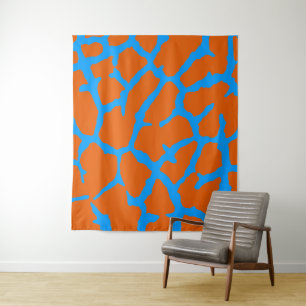 Giraffe Print Orange Cyan Tapestry