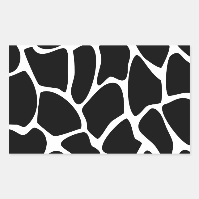 Giraffe Print Pattern. Animal Print Design, Black Rectangular Sticker (Front)