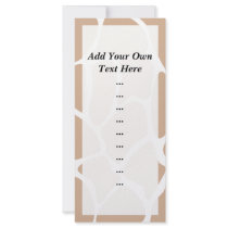 Giraffe Print Pattern in Beige. Rack Card
