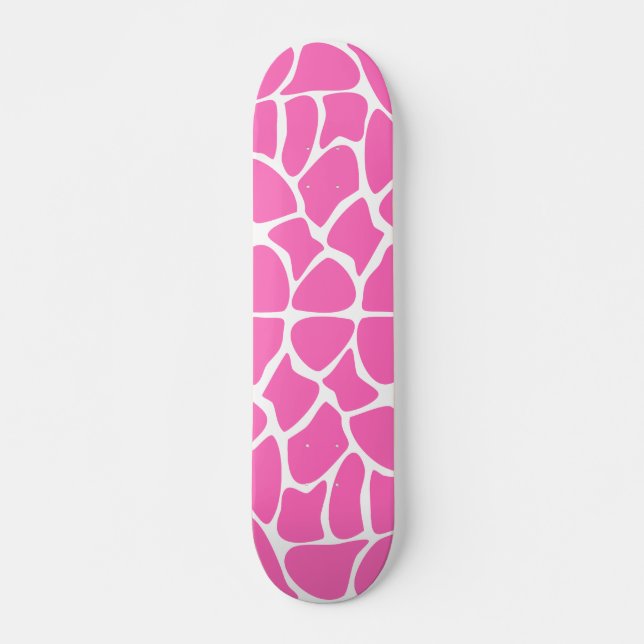 Giraffe Print Pattern in Bright Pink. Skateboard (Front)