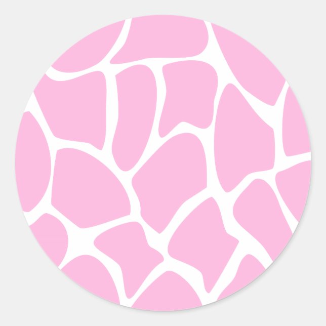 Giraffe Print Pattern in Candy Pink. Classic Round Sticker (Front)