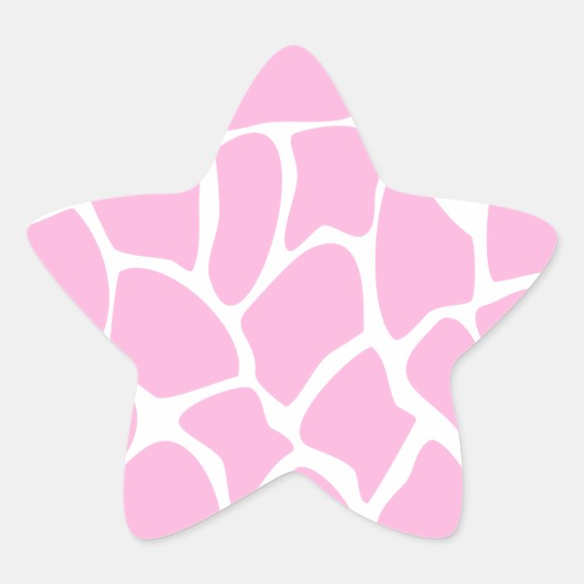 Giraffe Print Pattern in Candy Pink. Star Sticker (Front)