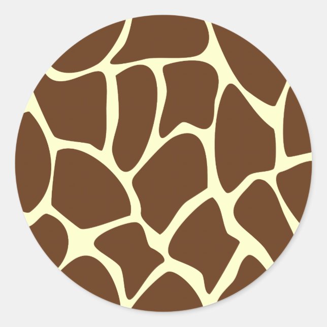 Giraffe Print Pattern in Dark Brown. Classic Round Sticker (Front)