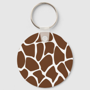 Giraffe Print Pattern in Dark Brown. Key Ring