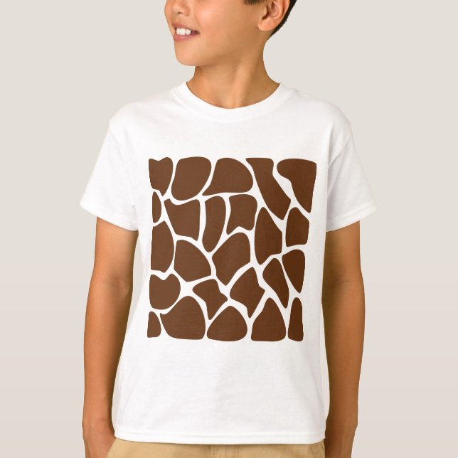 Giraffe Print Pattern in Dark Brown. T-Shirt (Front)