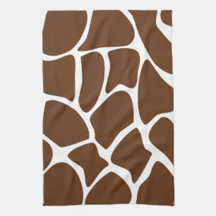 Giraffe Print Pattern in Dark Brown. Tea Towel