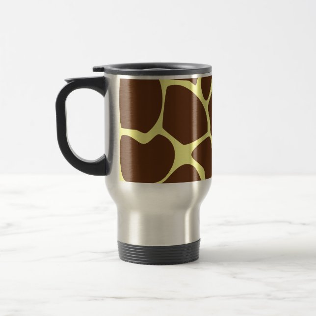 Giraffe Print Pattern in Dark Brown. Travel Mug (Left)