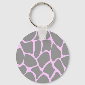 Giraffe Print Pattern in Grey. Key Ring