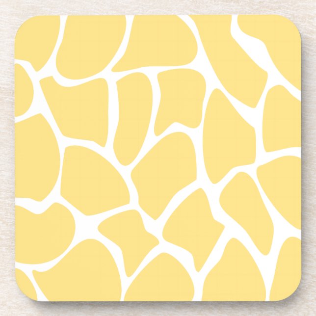 Giraffe Print Pattern in Yellow. Coaster (Front)