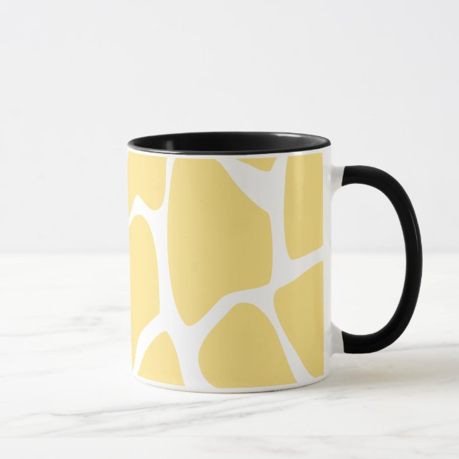 Giraffe Print Pattern in Yellow. Mug (Right)
