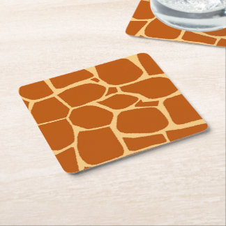 Giraffe print pattern square paper coaster