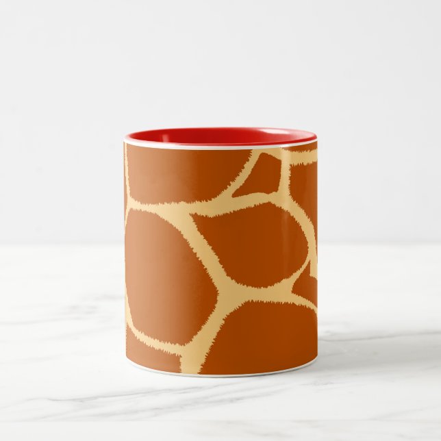 Giraffe print pattern Two-Tone coffee mug (Center)