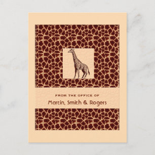 Giraffe Print Personalised Business Postcard