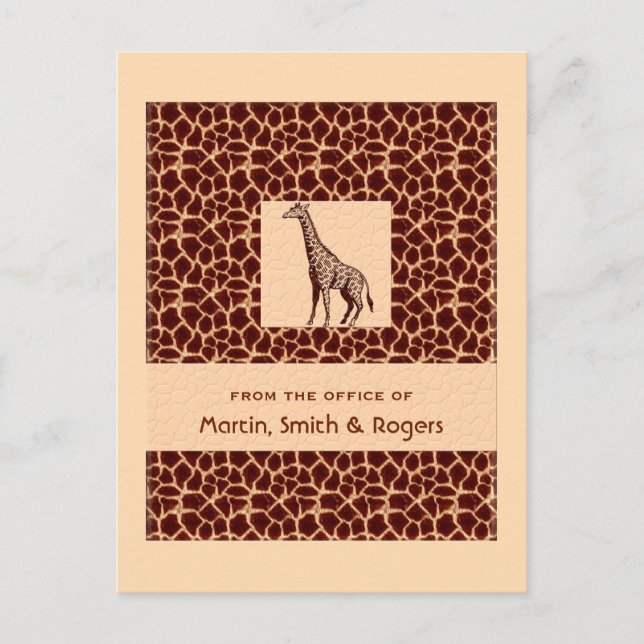 Giraffe Print Personalised Business Postcard (Front)