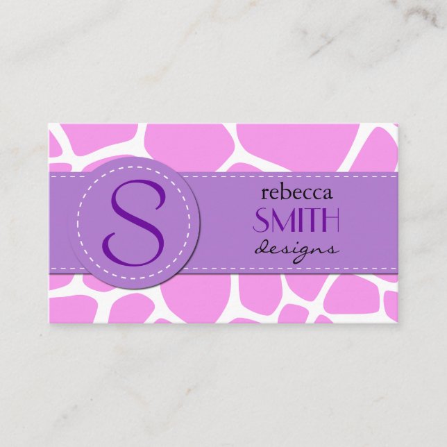 Giraffe Print, Pink Giraffe, Animal Print, Jungle Business Card (Front)