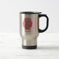 Giraffe Print & Pink Owl Personalised Mug