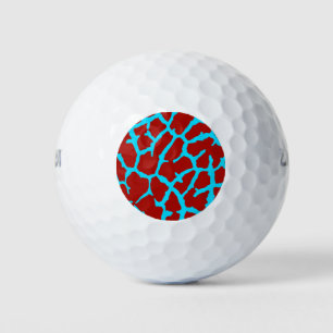 Giraffe Print Red Cyan Golf Balls