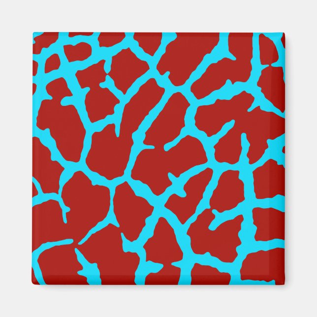 Giraffe Print Red Cyan Magnet (Front)