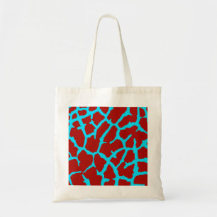 Giraffe Print Red Cyan Tote Bag