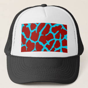 Giraffe Print Red Cyan Trucker Hat