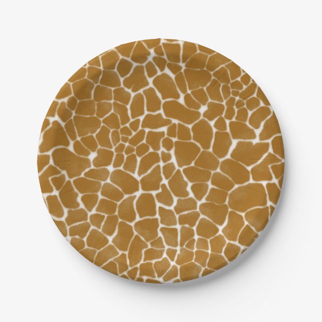 Giraffe Print Safari Animal Paper Plates (Front)