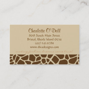 giraffe print tan business card