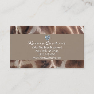 giraffe print w/ heart shaped diamond business card