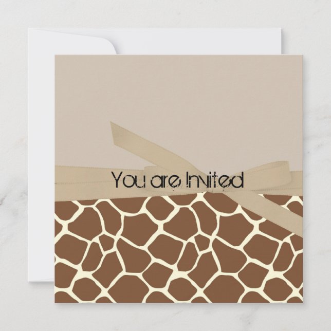 Giraffe Print with Bow Abstract Baby Shower Invitation (Front)