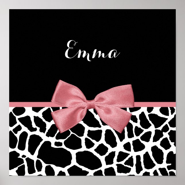 Giraffe Print With Chic Dusty Rose Pink Bow Design (Front)