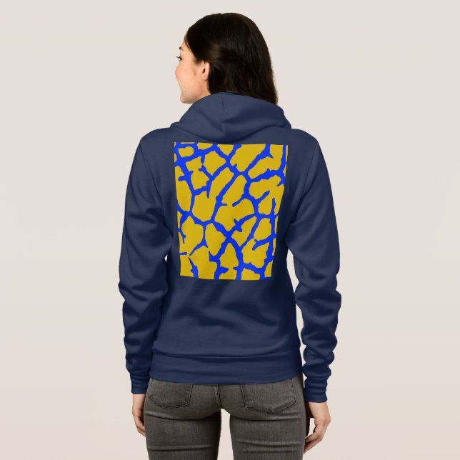Giraffe Print Yellow Blue Hoodie (Back Full)