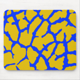 Giraffe Print Yellow Blue Mouse Mat