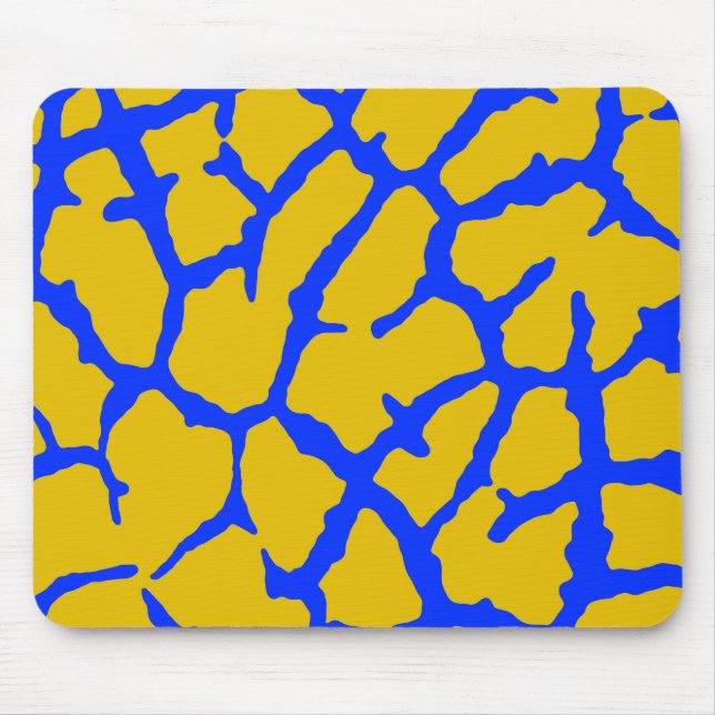 Giraffe Print Yellow Blue Mouse Mat (Front)