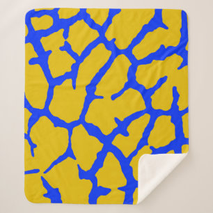Giraffe Print Yellow Blue Sherpa Blanket