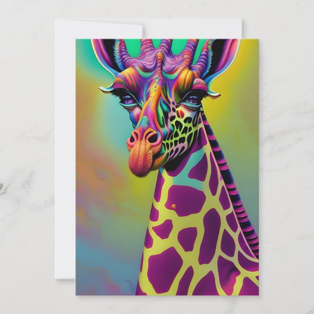 Giraffe Psychedelic Fantasy Character Portrait Invitation (Front)