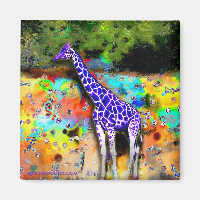 Giraffe Purple Psychedelic Magnet (Front)