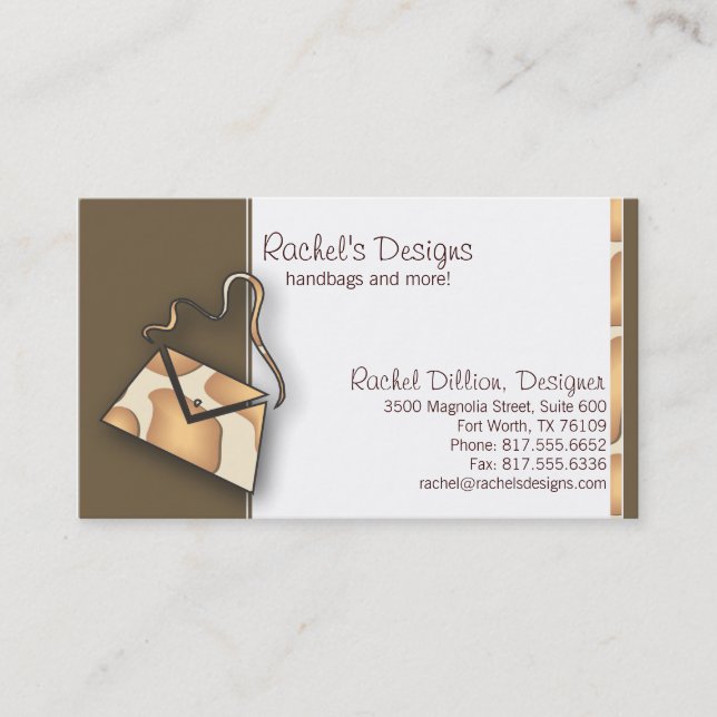 Giraffe Purse Business Card (Front)