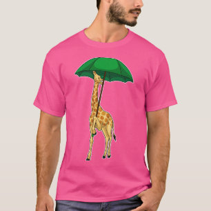 Giraffe Raining Umbrella T-Shirt