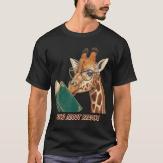 Giraffe Reading Book Eyeglasses Animals Teachers T-Shirt