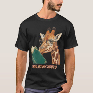 Giraffe Reading Book Eyeglasses Animals Teachers Z T-Shirt