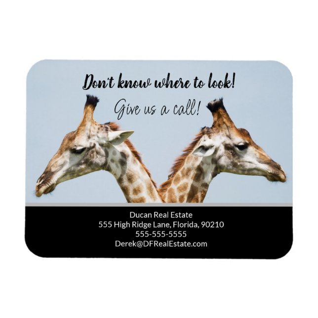 Giraffe real estate marketing sell  postcard magnet (Horizontal)