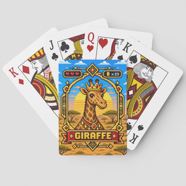 Giraffe Retro 8-Bit Pixel Art Playing Cards (Back)
