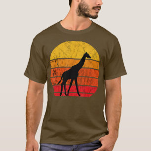 Giraffe Retro Vintage Sunset Wildlife Safari Afric T-Shirt