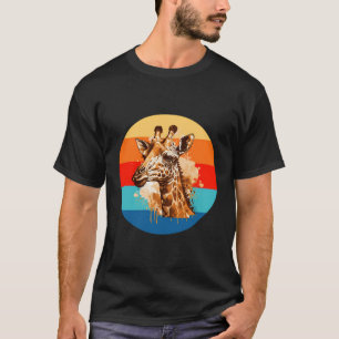 Giraffe Retro Vintage Sunset Wildlife Safari Afric T-Shirt