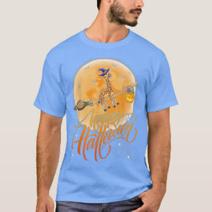 Giraffe Ride Witch Shot Moon Vintage Giraffe Hallo T-Shirt