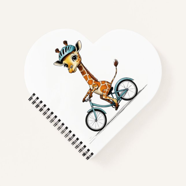 Giraffe Riding a Bicycle – Hand-Drawn Pencil Art Notebook (Front)