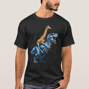 Giraffe Riding Dinosaur Lover T-Shirt