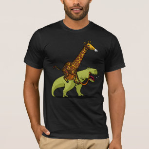 Giraffe Riding T-Rex Dinosaur Funny Animals T-Shirt
