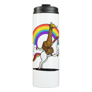Giraffe Riding Unicorn Magical Rainbow Funny Boys Thermal Tumbler