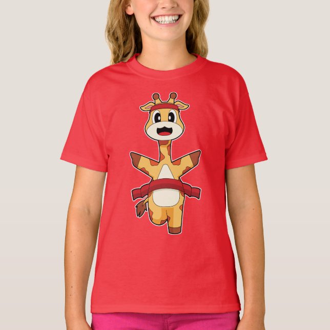 Giraffe Runner Running Sports T-Shirt (Front)