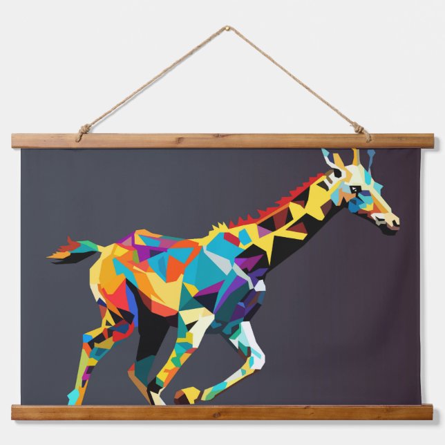 Giraffe running pop art  hanging tapestry (Front)